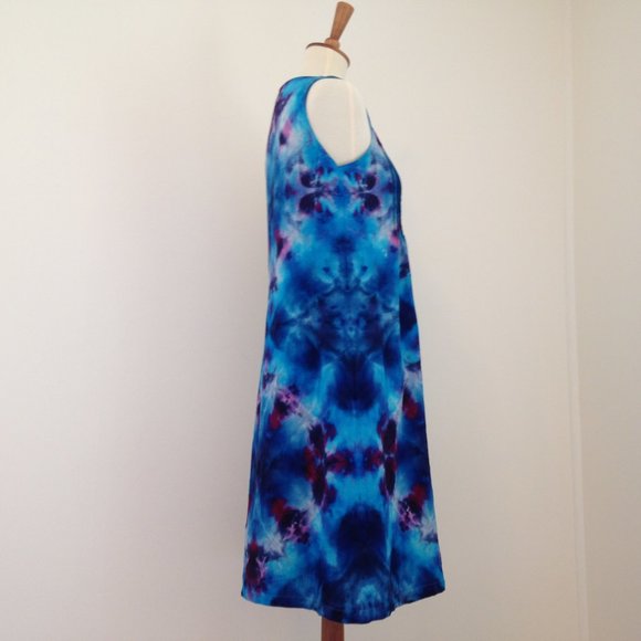 Vintage 90s LL Bean Linen Dress Tie Dye size M - Picture 8 of 15